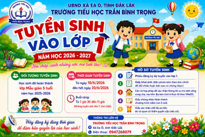 Thông báo tuyển sinh vào lớp 1 năm học 2026-2027